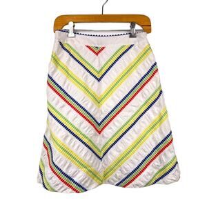 Fei Anthropologie Skirt Size 4 A-line white multicolor chevron stripes